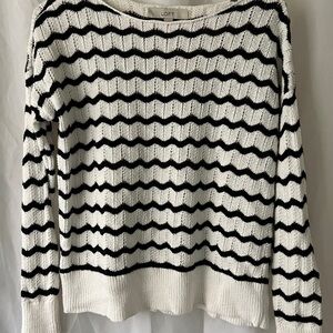 LOFT Zigzag Patterned Black and White Sweater